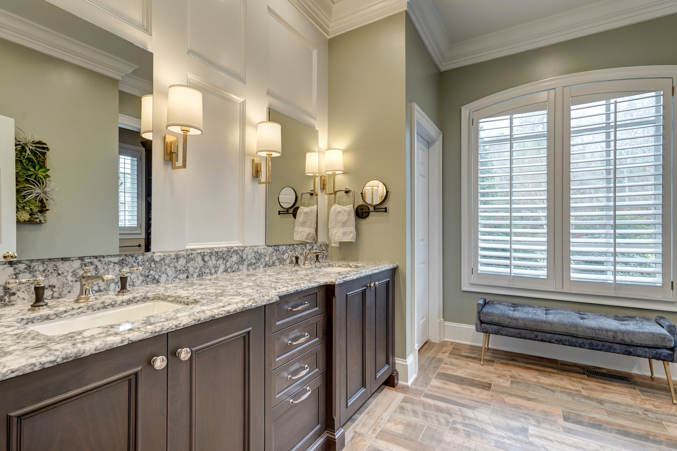 A recently completed master bathroom renovation